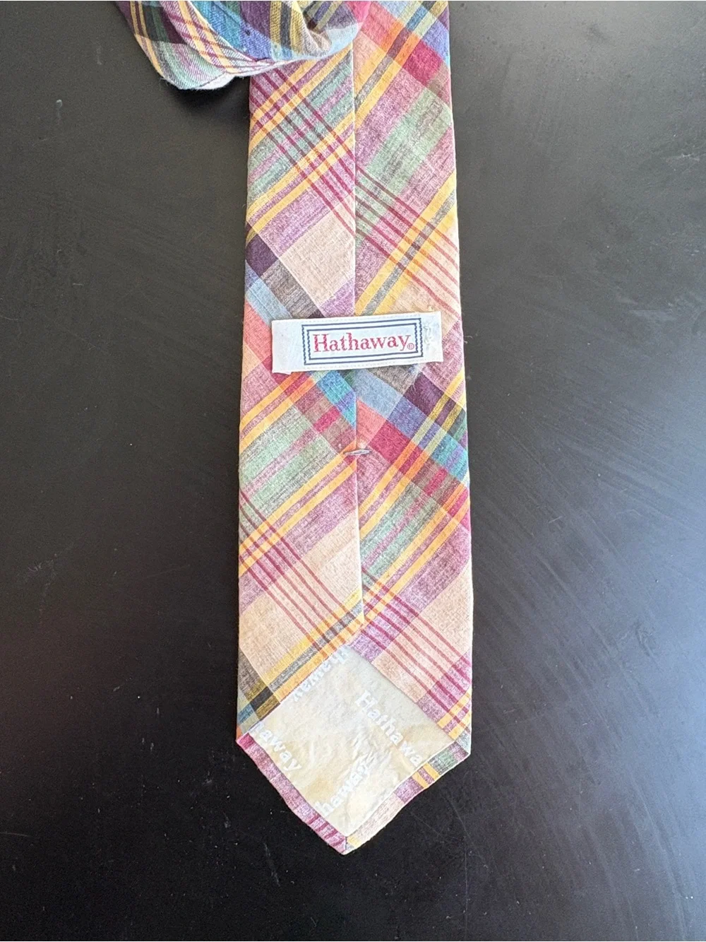 Vintage Madras Tie Cape Cod Hathaway cotton
